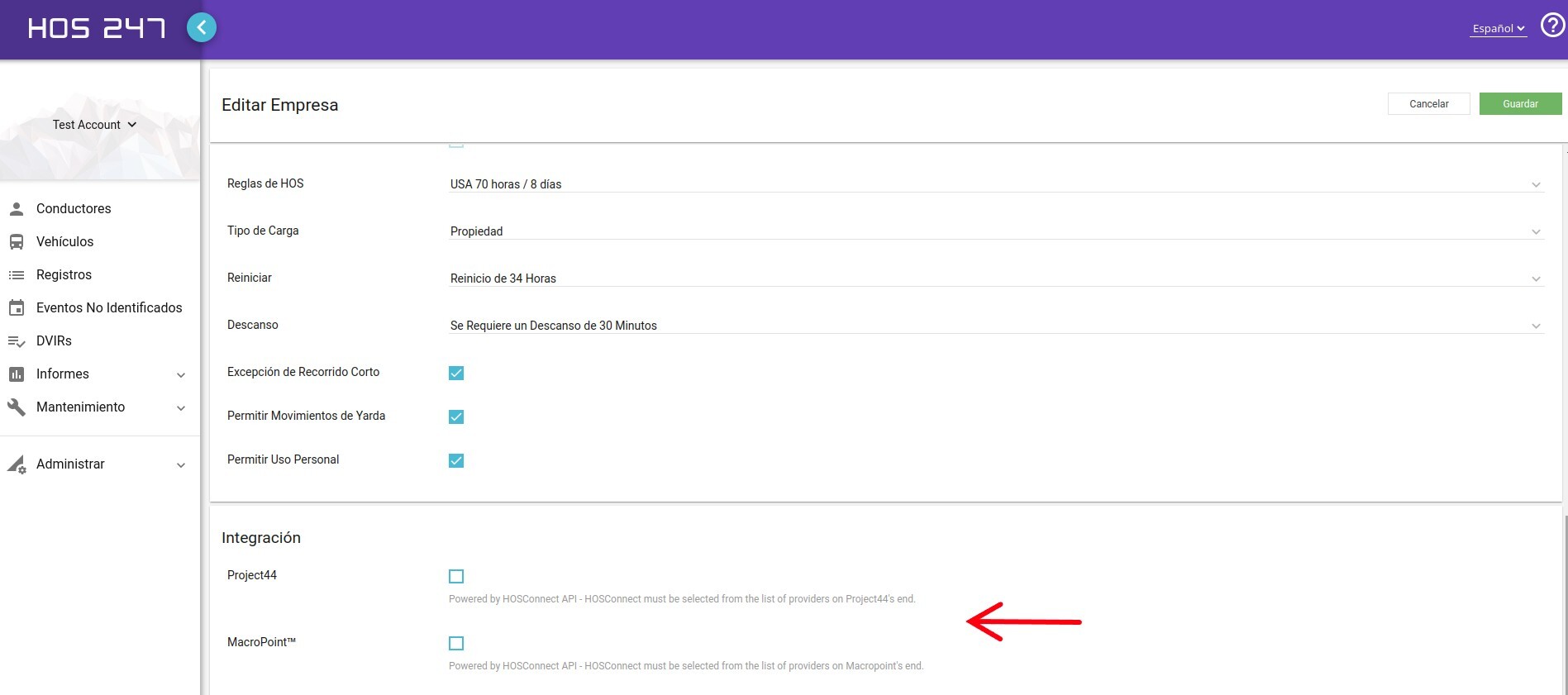 Cómo Activar la Integración con Macropoint – HOS247 Centro de Apoyo al ...